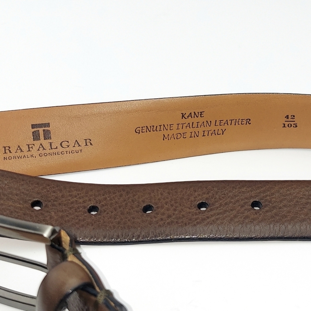Trafalgar Men's Brown Leather Kane Belt 42 - Picture 6 of 9
